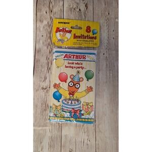 Vintage 1997 Arthur Party Invitations w/ Envelopes Kids Birthday Party Supplies